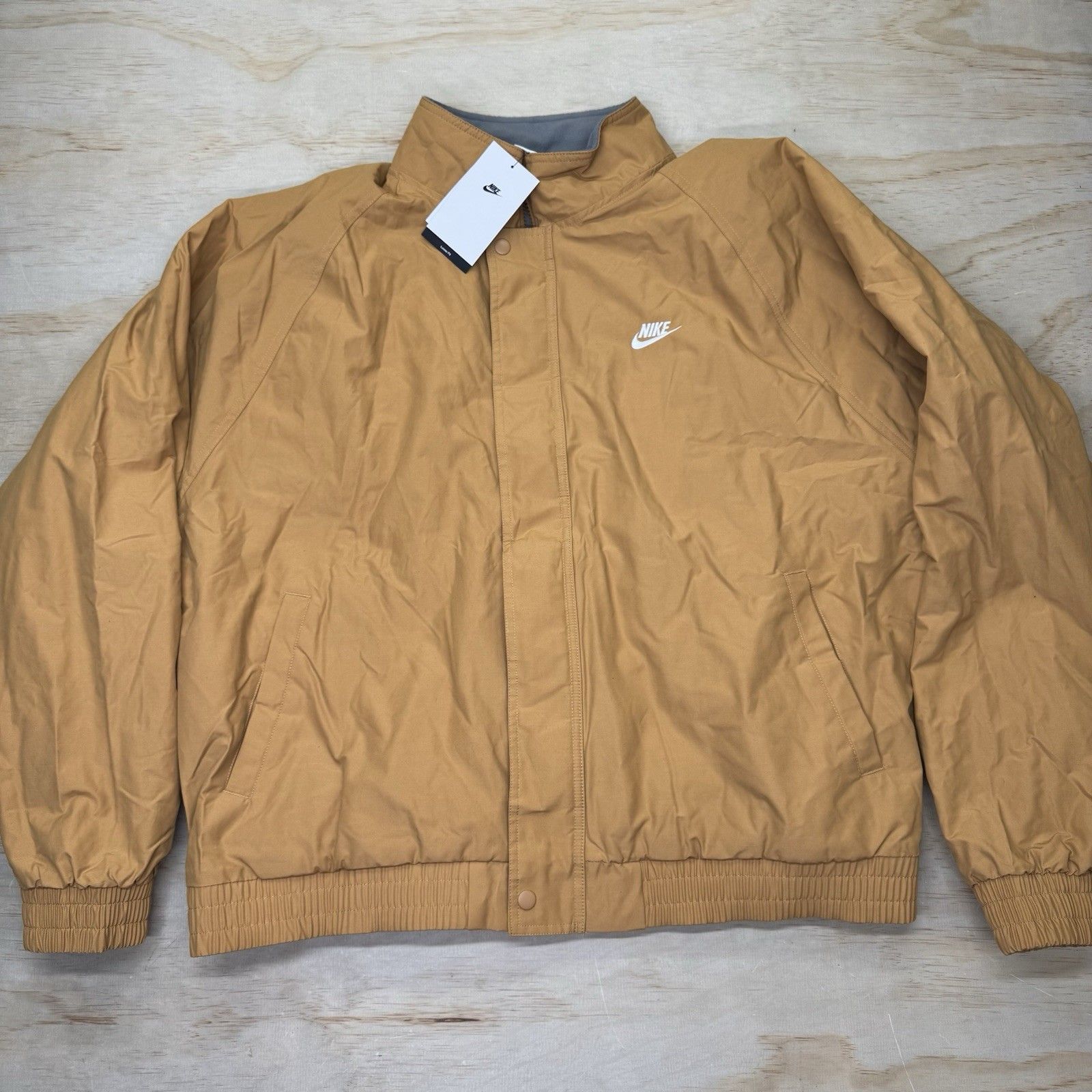 New Nike Club Futura Fleece Full Zip Jacket Brown Flax White Mens 2xl Fz0656-224